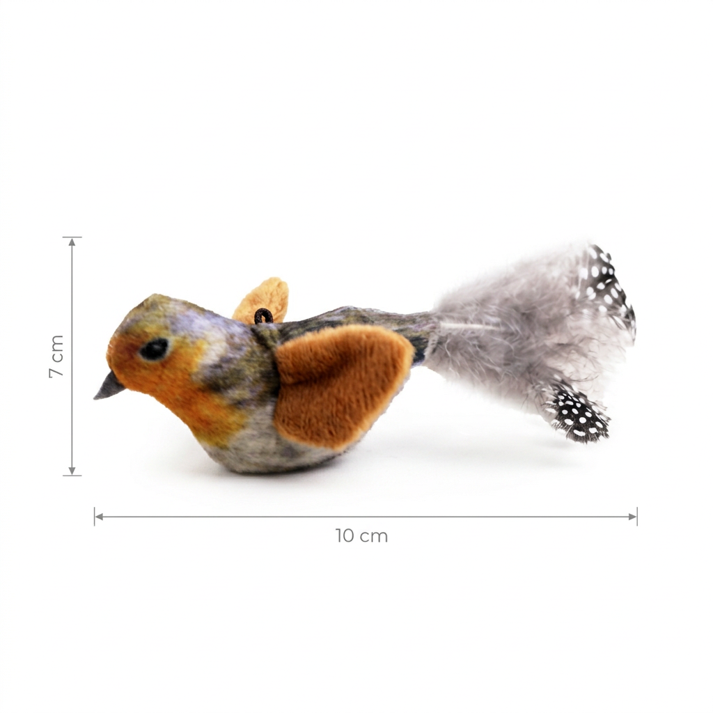 Realistic Chirping Bird Feather Teaser Toy for Cats