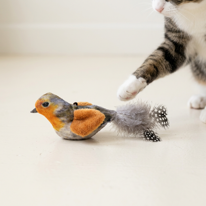 Realistic Chirping Bird Feather Teaser Toy for Cats