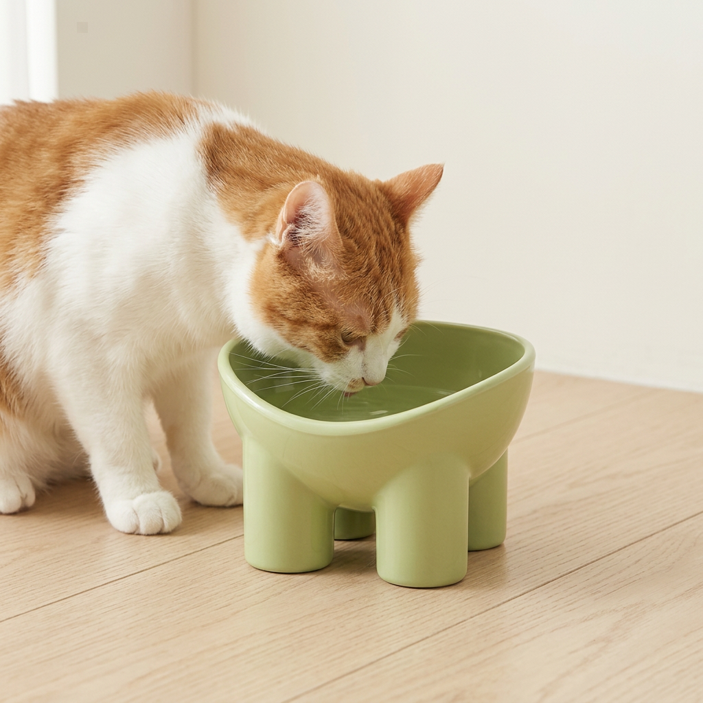 Elevated Tilted Cat Bowl with Anti-Tip Base