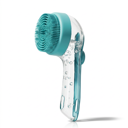 Pet Bath Brush with Shampoo Dispenser & Silicone Massage Bristles